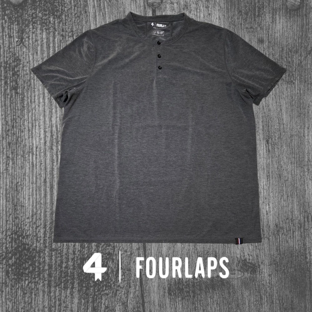 Fourlaps Mens Radius Re-Up Short Sleeve Henley‎ Charcoal Grey XL